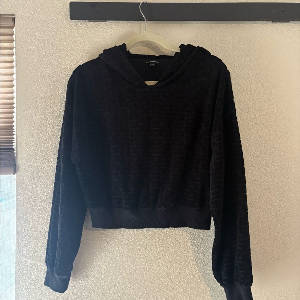 Black Velvet Hoodie Top